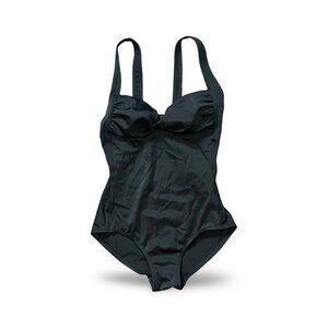 Speedo Swimsuit Womens One-Piece Lined Black V-Neck Belt High Back Size 8